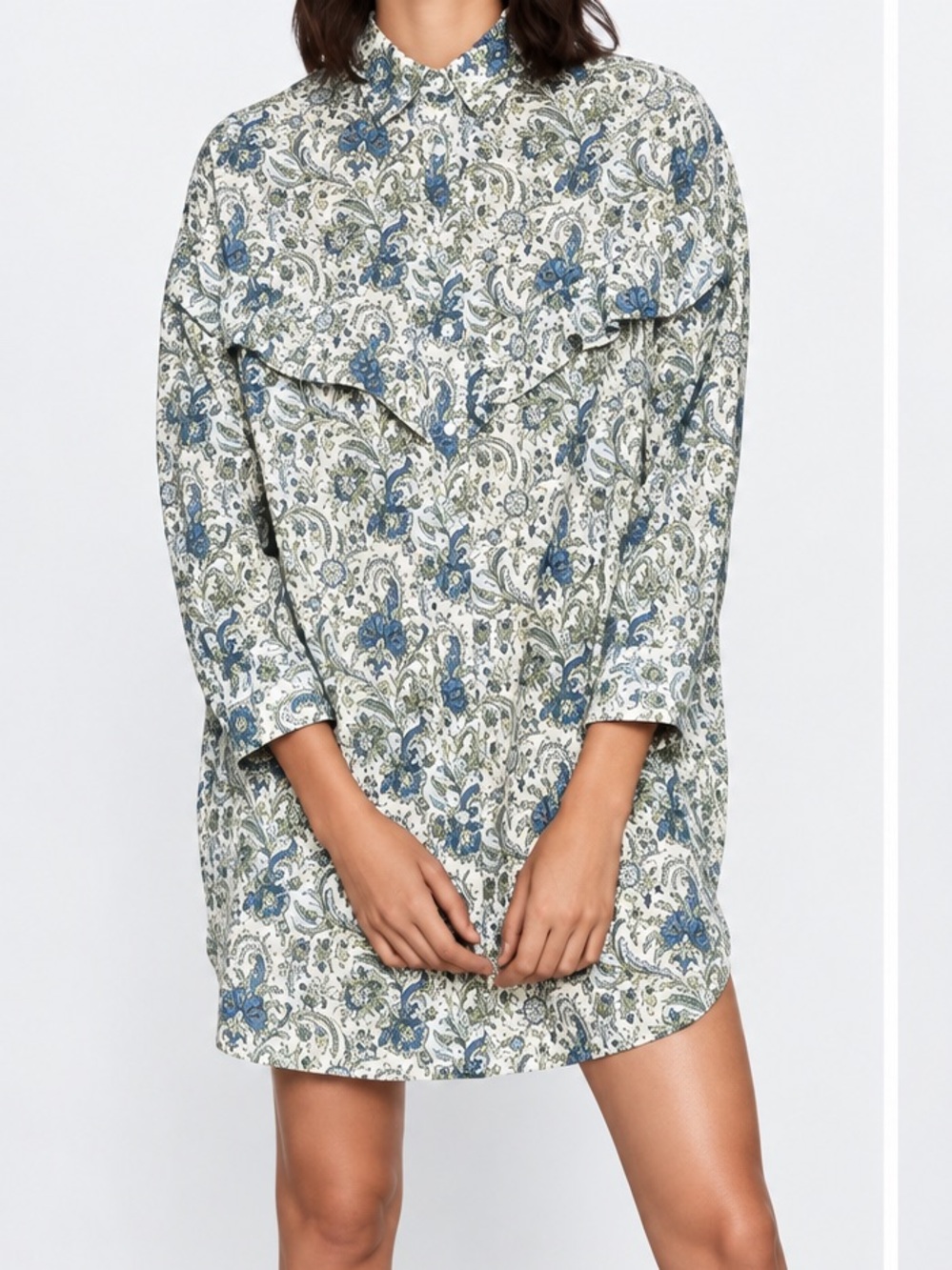 Zara Paisley Cotton Shirt Dress